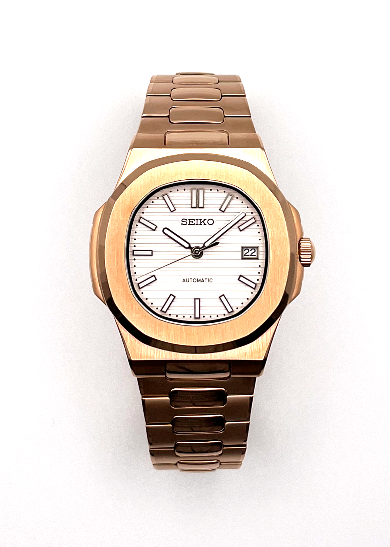 Seiko Rose Gold Watch Men's | Seiko White Watch